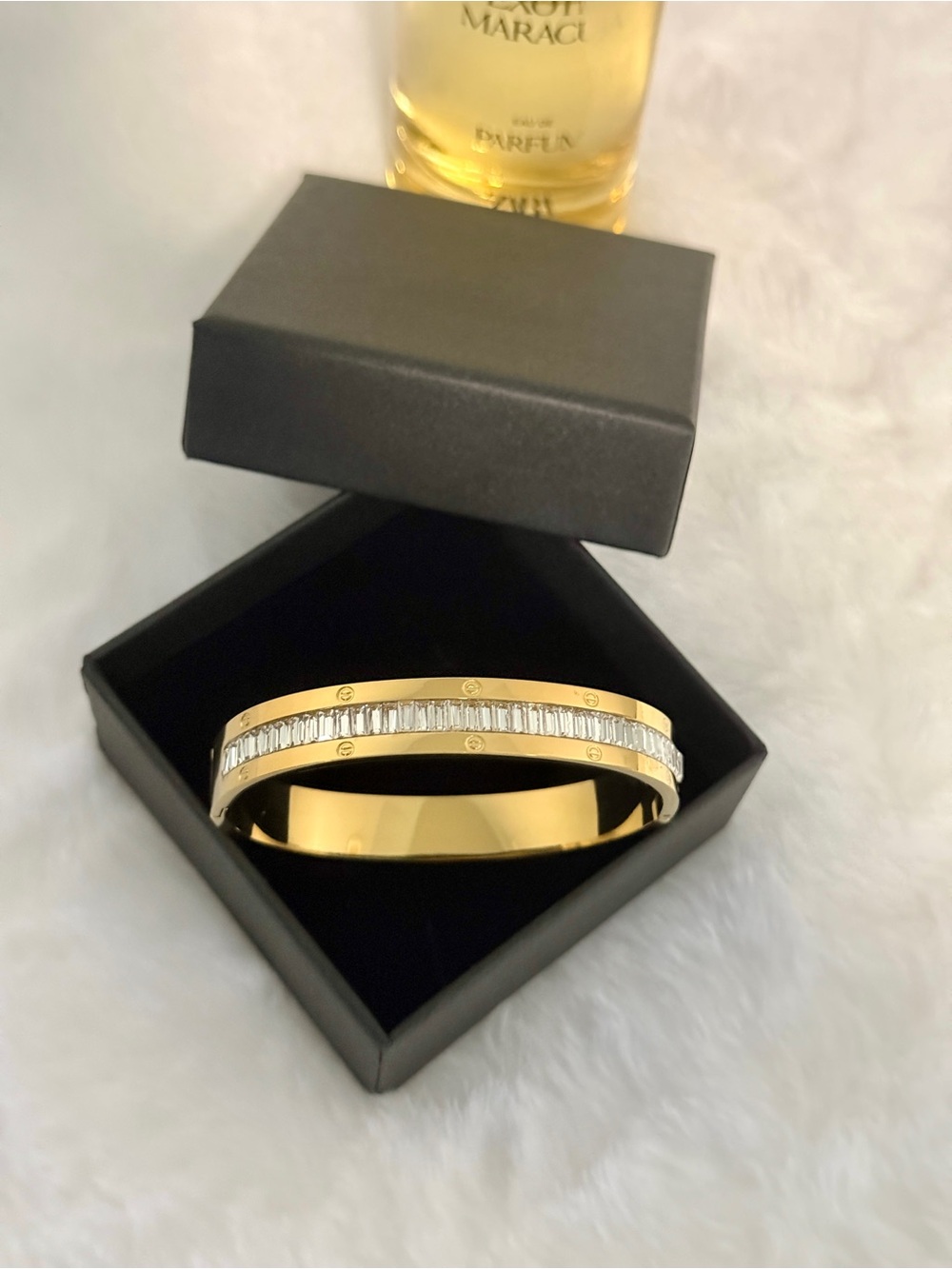 Gold Crystal-Accent Women's Bangle Bracelet